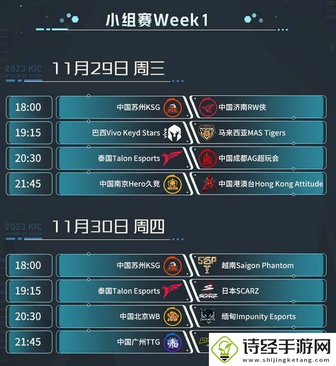 王者荣耀2023世冠kic小组赛赛程时间安排一览